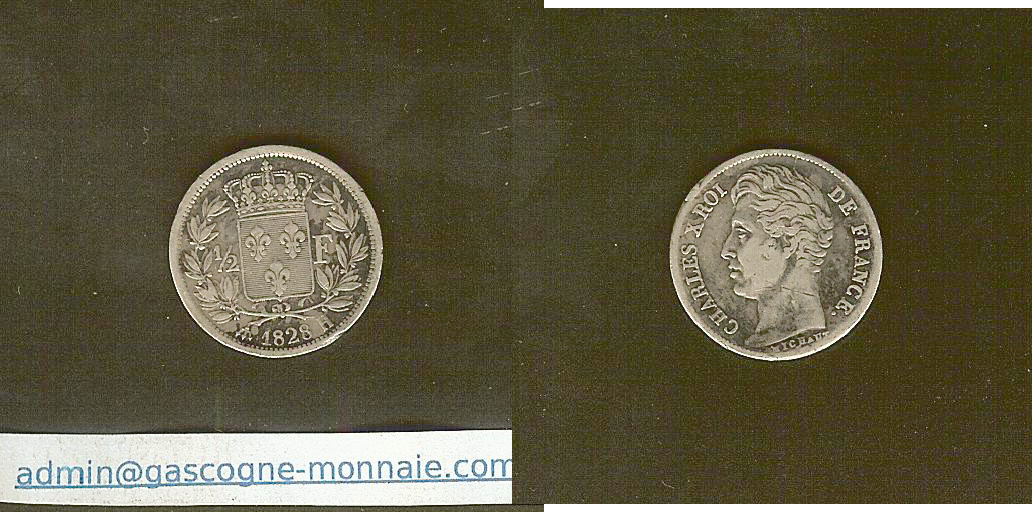 1/2 franc Charles X 1828H gVF